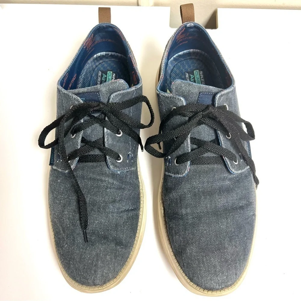 Skechers Status 2.0 Pexton Canvas Denim Sneaker Shoes Men's size 13